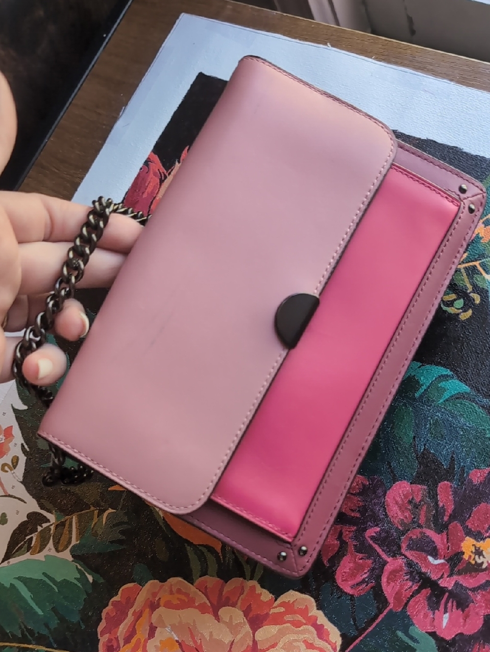 Coach Small Formal Party Purse Crossbody / Shoulder / Clutch Pink Color block - Picture 11 of 11